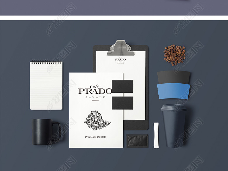 全套高端品牌餐饮VI样机奶茶包咖啡装样机图片