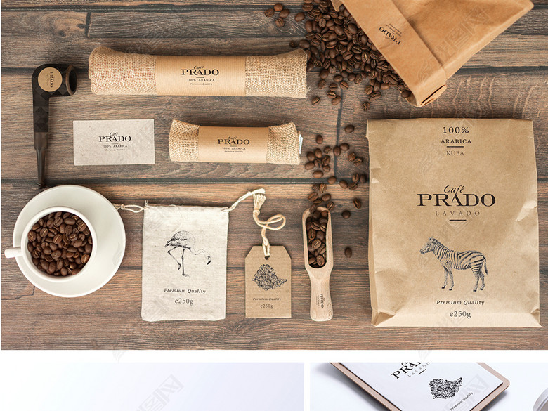 全套高端品牌餐饮VI样机奶茶包咖啡装样机图片