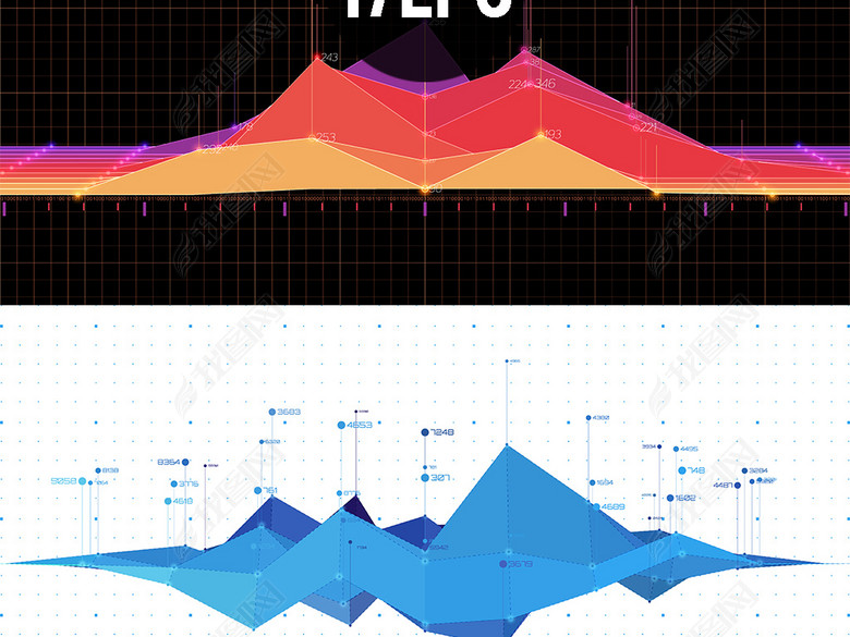 互联网大数据曲线图折线图统计图矢量元素图片