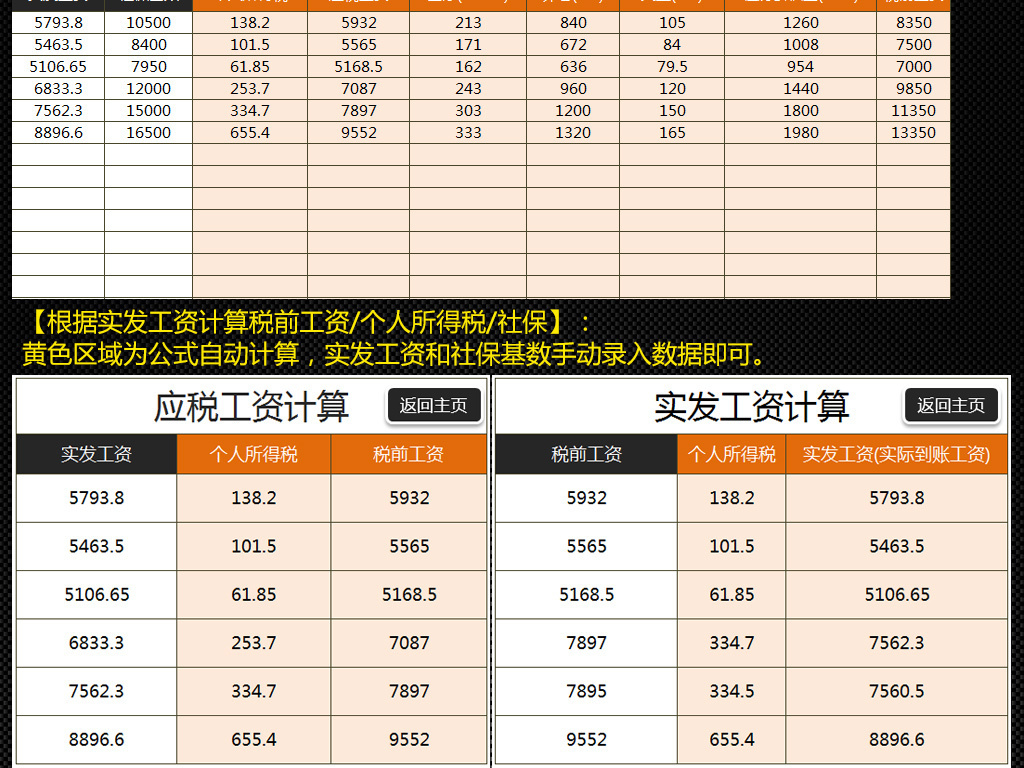 公司财务员工工资计算工具系统Excel