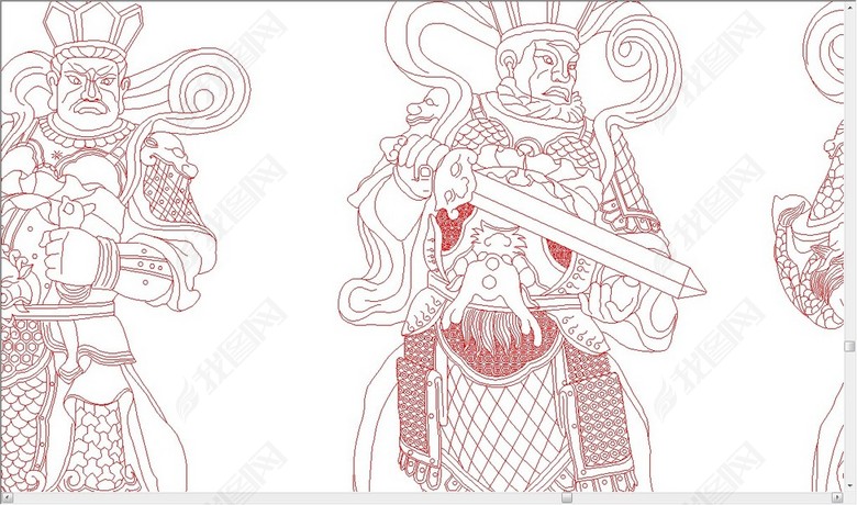 文泰线刻石碑线雕图天神门神王庙宇寺庙dxf_jd