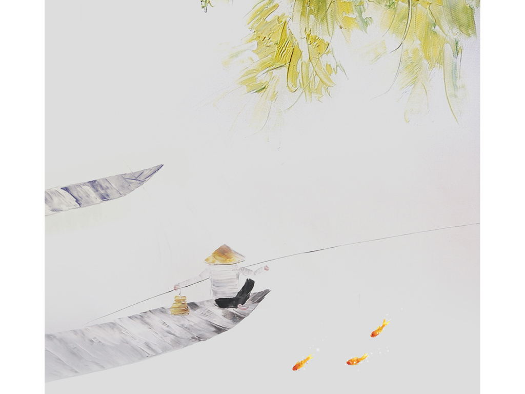 唯美意境水墨山水画新中式玄关过道背景墙