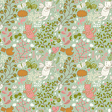 矢量小猫和足球儿童服装印花图案