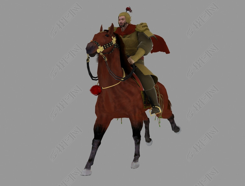 写实古代人物将军士兵骑马动画3D模型图片下