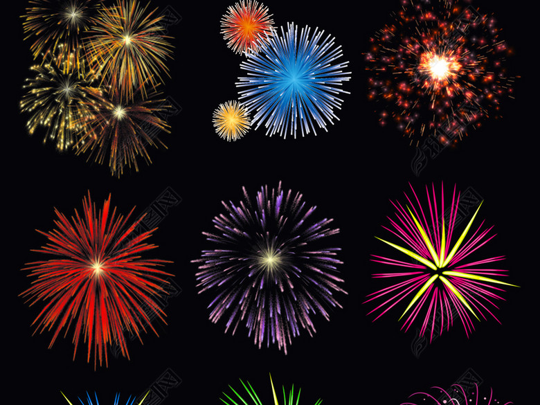 C2018狗年新春圣诞元旦元宵节浪漫烟花PNG