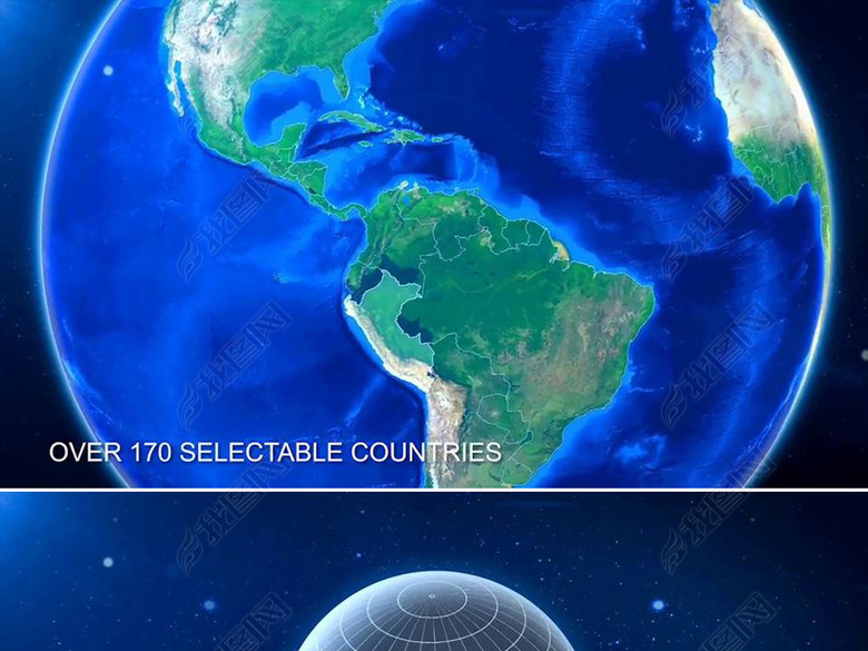 地球卫星定位世界地图放大搜索视频AE模板图