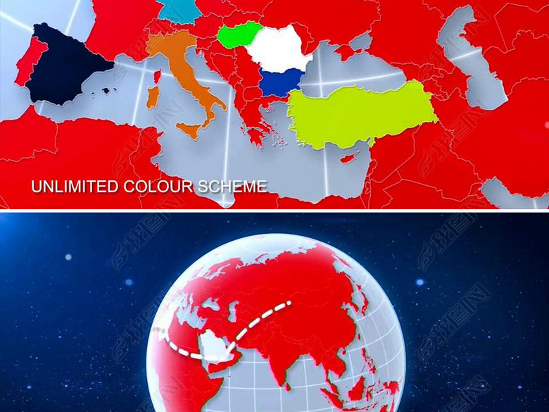 地球卫星定位世界地图放大搜索视频AE模板图