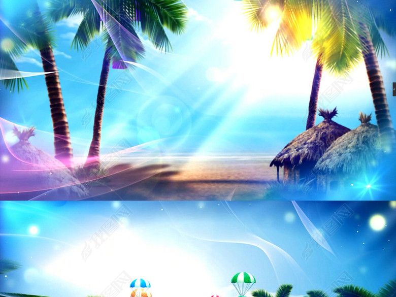 椰子树下麦子妍配乐成品卡通儿歌舞美背景(图