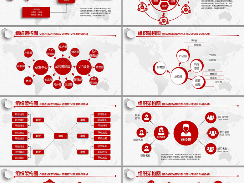 红色大气企业公司团队组织机构架构图PPT(图