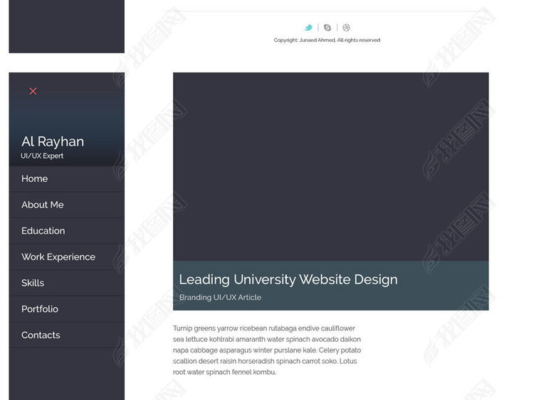国外英文个人网站设计PSD模板