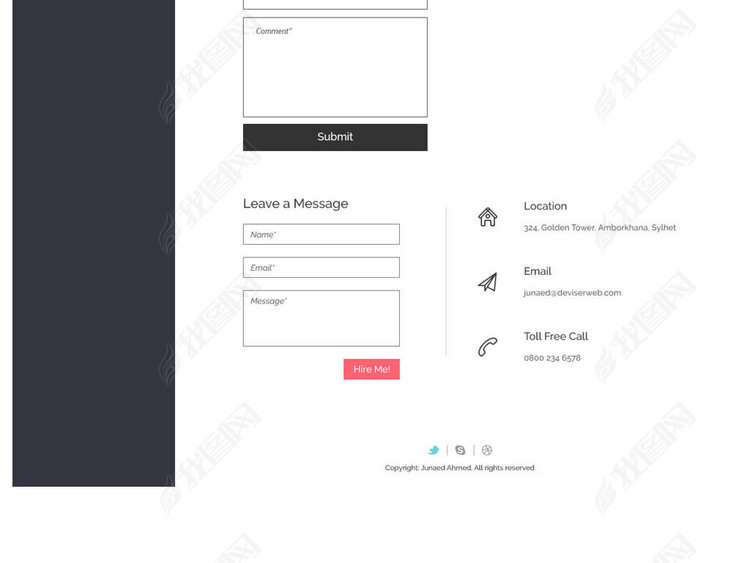 国外英文个人网站设计PSD模板