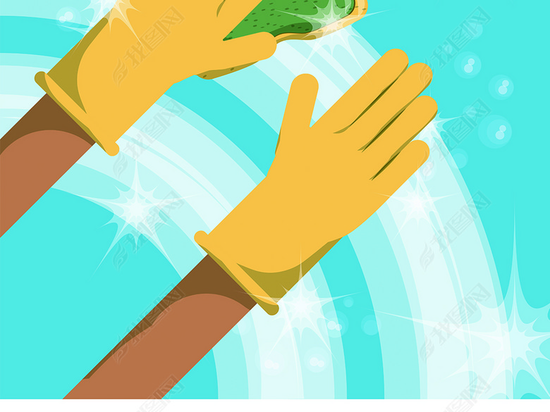 家政服务清洁护理打扫卫生晾衣服矢量素材图片