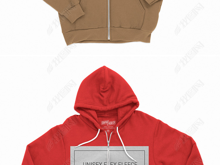 多色高清春秋长袖连帽卫衣拉链外套样机模板