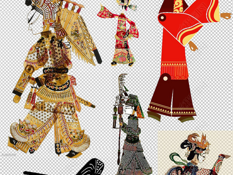 国传统文化艺术手艺皮影戏png素材图片下载p