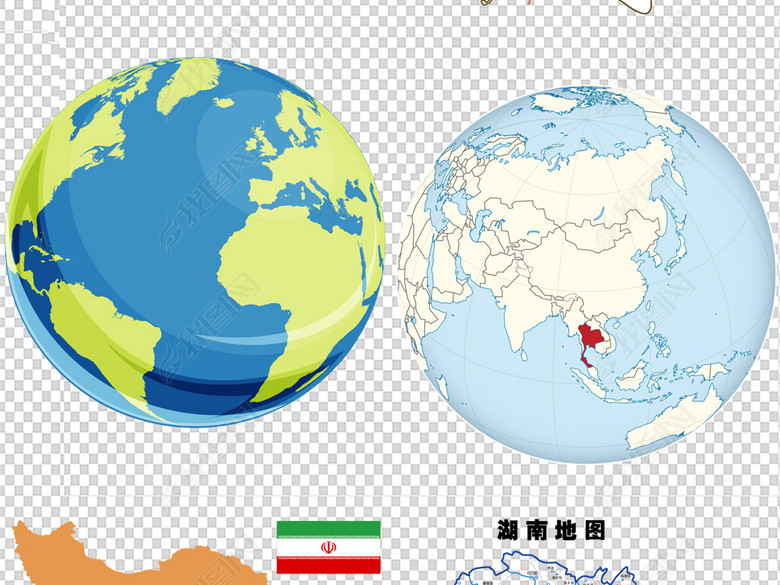 2017年彩色高清世界地图PNG元素图片下载pn