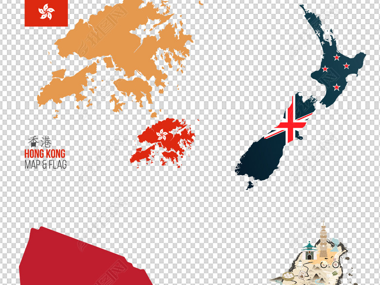 2017年彩色高清世界地图PNG元素图片下载pn