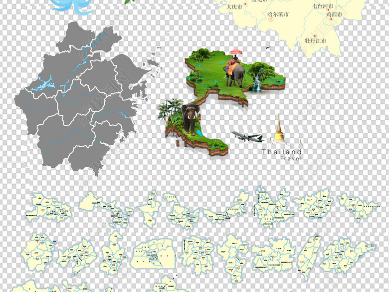 2017年彩色高清世界地图PNG元素图片下载pn