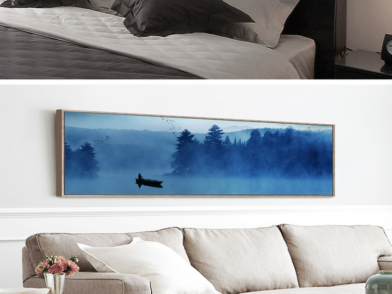 北欧极简时尚山水意境风景床头画装饰画(图片