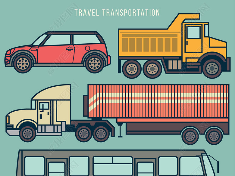 卡通漫画交通工具矢量插画素材图片下载eps素