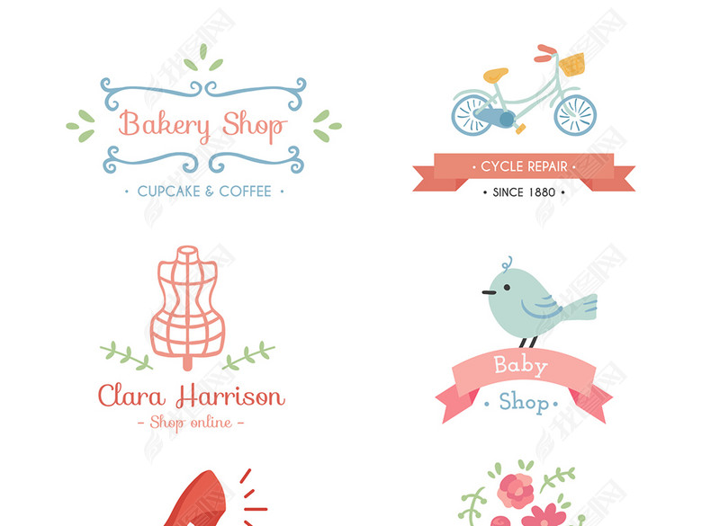 扁平化文艺复古小清新标题框矢量素材图片下载