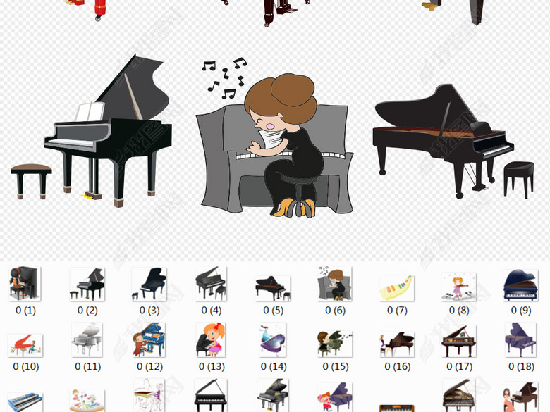卡通儿童弹钢琴PNG透明背景免扣素材图片下