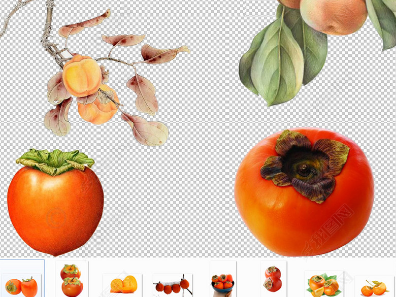 卡通新鲜特产柿子免扣PNG设计素材集合图片