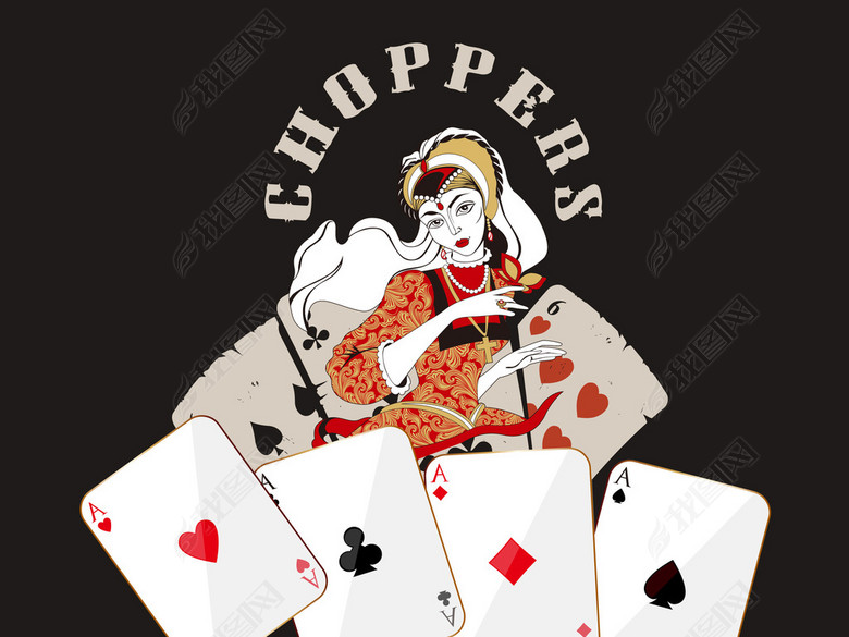 扑克牌服装家纺印花赌王赌神扑克牌AI矢量图片