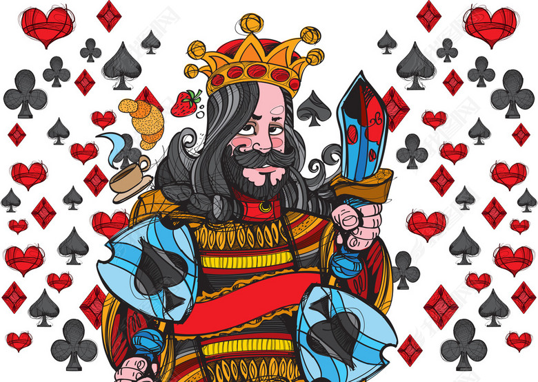 扑克牌服装家纺印花赌王赌神扑克牌AI矢量图片