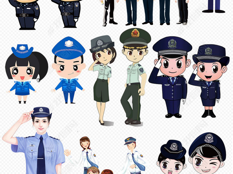 卡通交警人物警察公安背景PNG素材图片下载