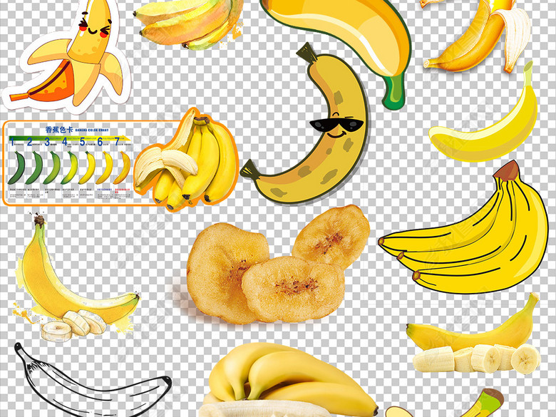 210款大香蕉新鲜香蕉水果免扣PNG素材图片下