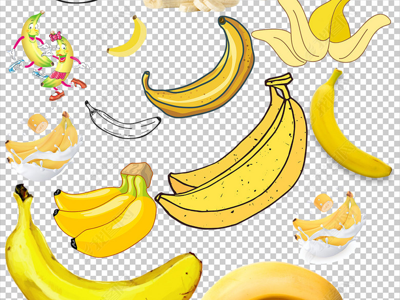 210款大香蕉新鲜香蕉水果免扣PNG素材图片下