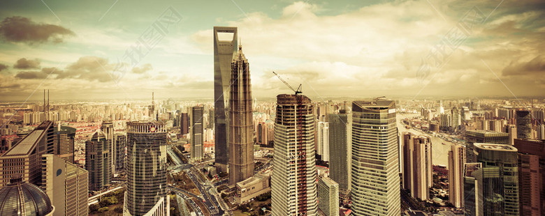 上海自由贸易区陆家嘴外滩天际线CBD图片图