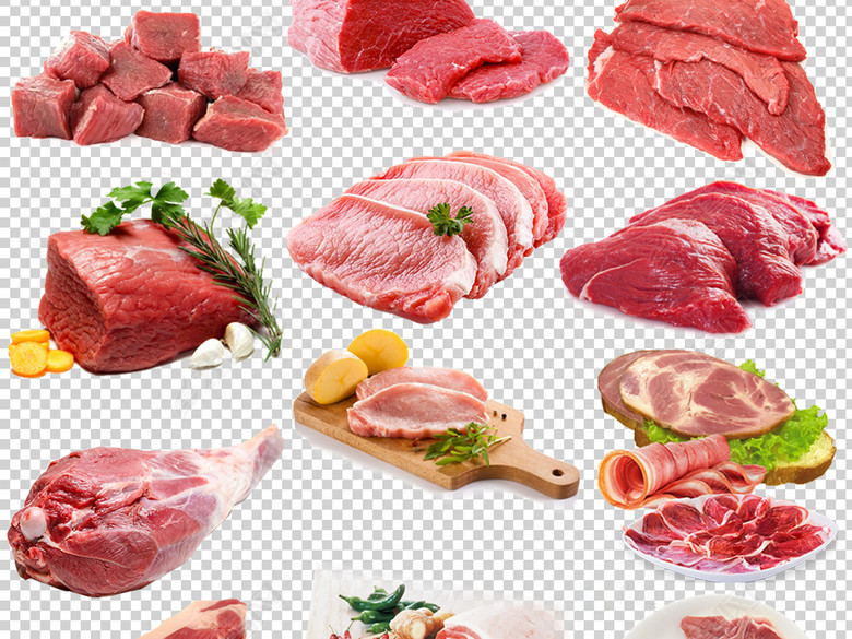 餐饮新鲜肉类肉块肉片猪肉牛肉免扣素材图片下