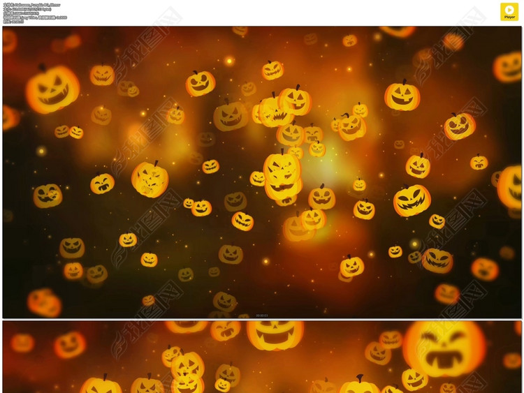4K万圣节南瓜鬼脸背景视频