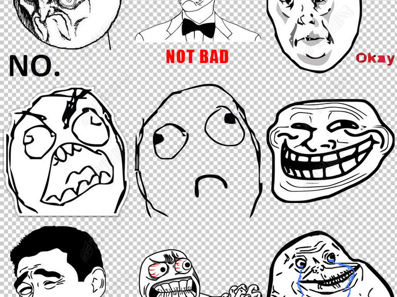 各种暴走表情包免抠png透明图层素材图片下载