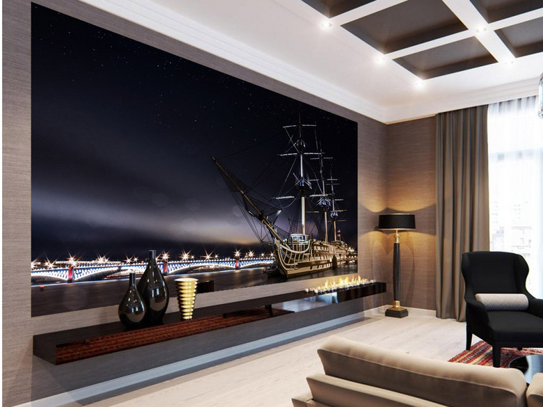 芬兰帆船夜光灯火高清(图片编号:17131917)_电