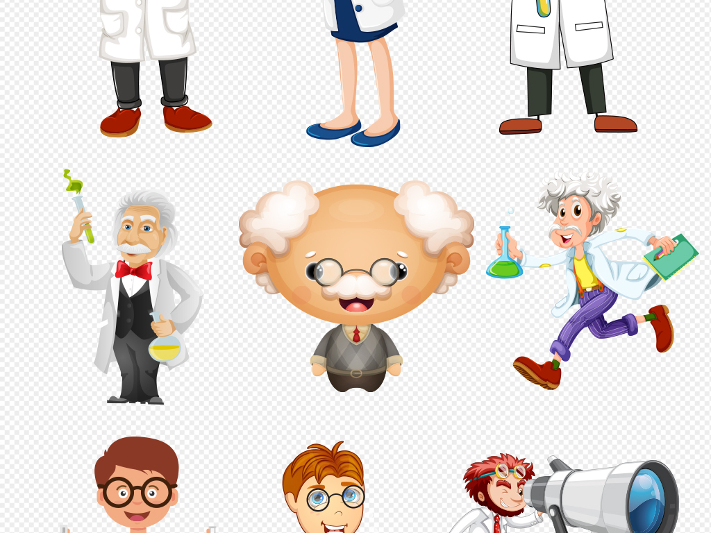 卡通科学家医学生物学家png海报素材