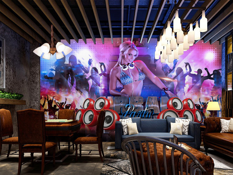 性感美女迪吧酒吧夜店KTV包厢工装背景墙(图