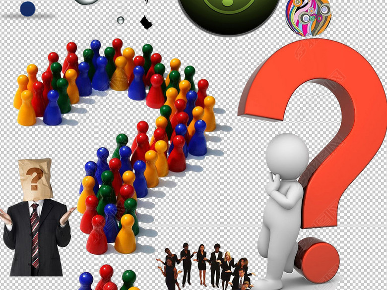 卡通问号问题思考为什么疑问提问符号PNG图