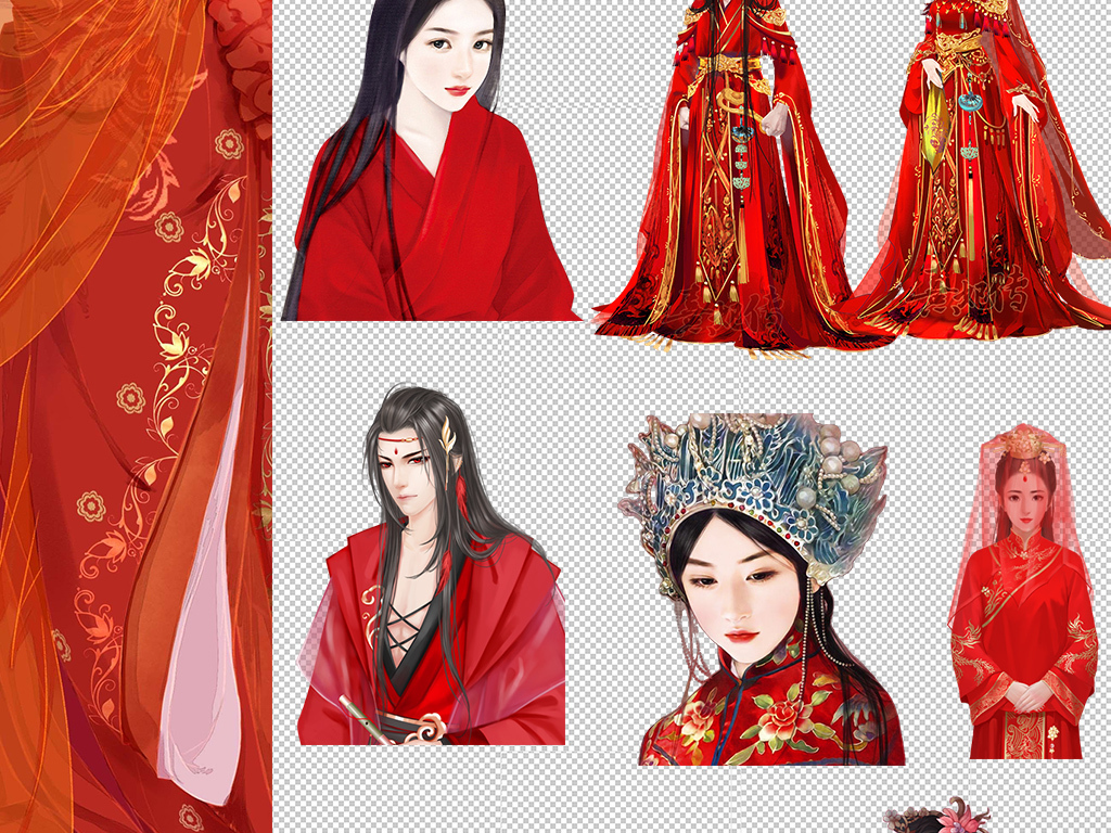 中式婚纱动漫_中式婚纱情侣头像动漫