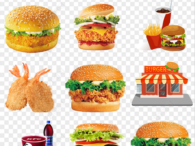 汉堡鸡翅鸡腿肯德基德克士食物海报设计素材图