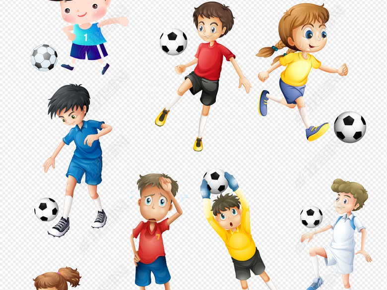 卡通运动儿童小学生踢足球打篮球跳绳素材图片