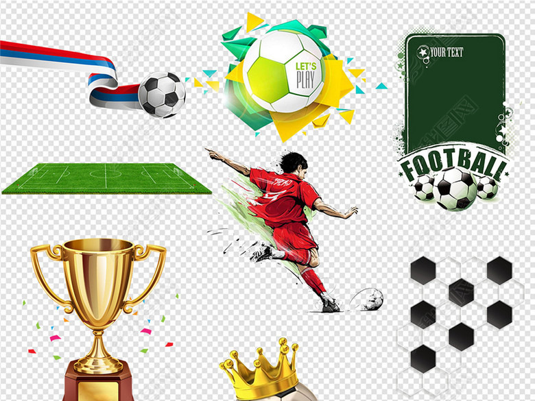 65款卡通踢足球运动人物png海报素材图片下载