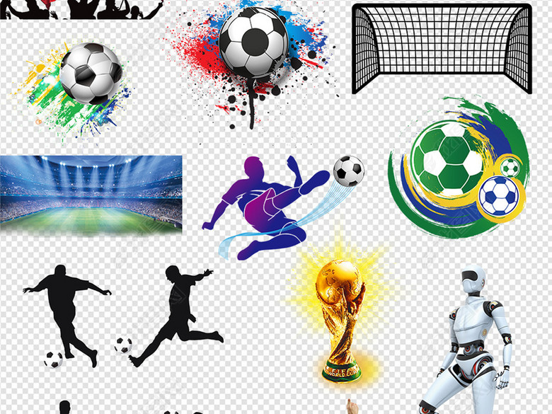 65款卡通踢足球运动人物png海报素材图片下载