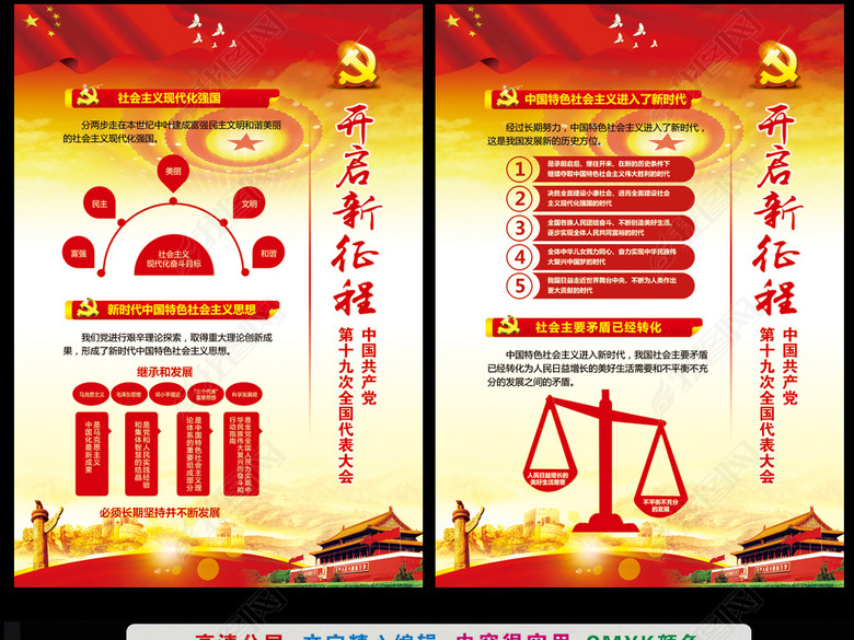 竖版十九大报告海报挂画党建展板(图片编号:1