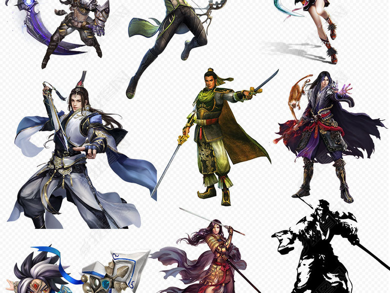 中国水墨武侠侠客大侠人物游戏PNG素材图片