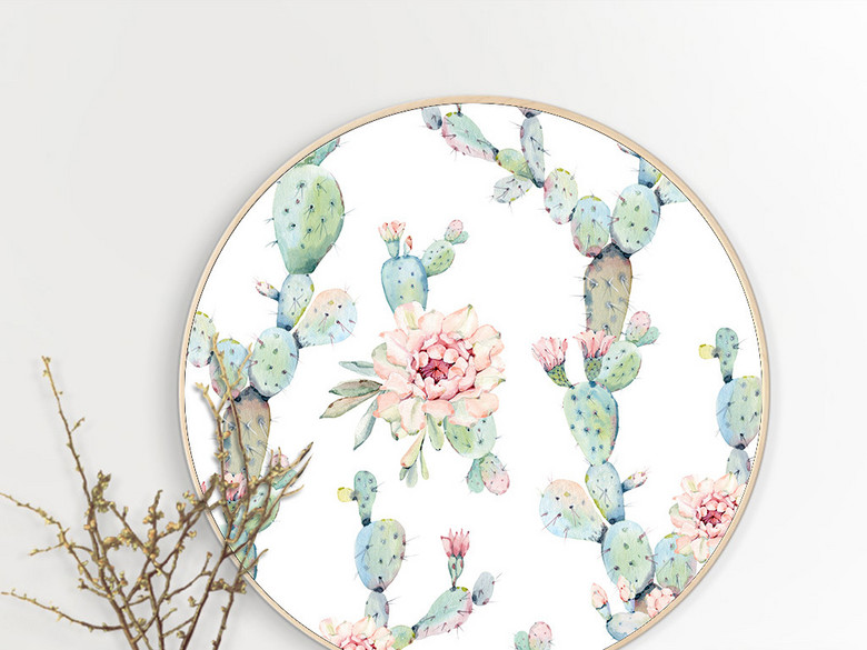 现代清新手绘仙人掌植物花卉系列北欧装饰画(