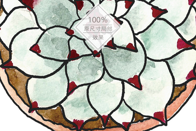 北欧风手绘多肉植物仙人掌盆栽装饰画床头画(