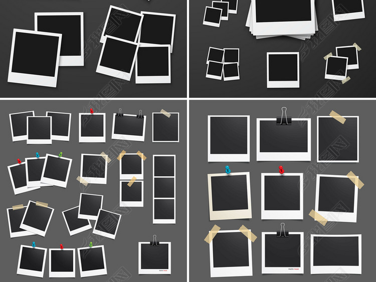 矢量照片墙照片排版照片边框背景模板