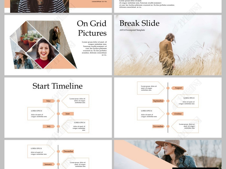 时尚文艺风品牌宣传介绍PPT模板(图片编号:1